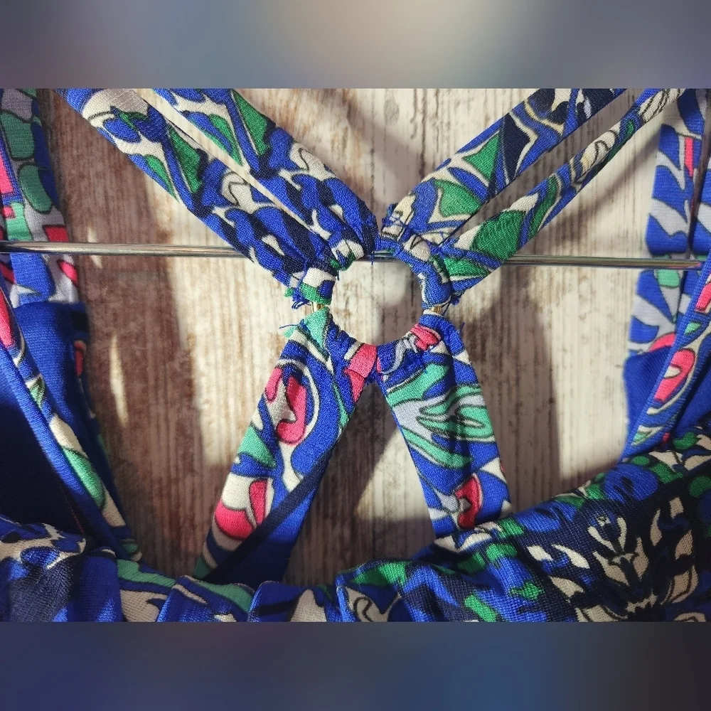 Vibrant Patterned Maxi Dress in Blue and Green